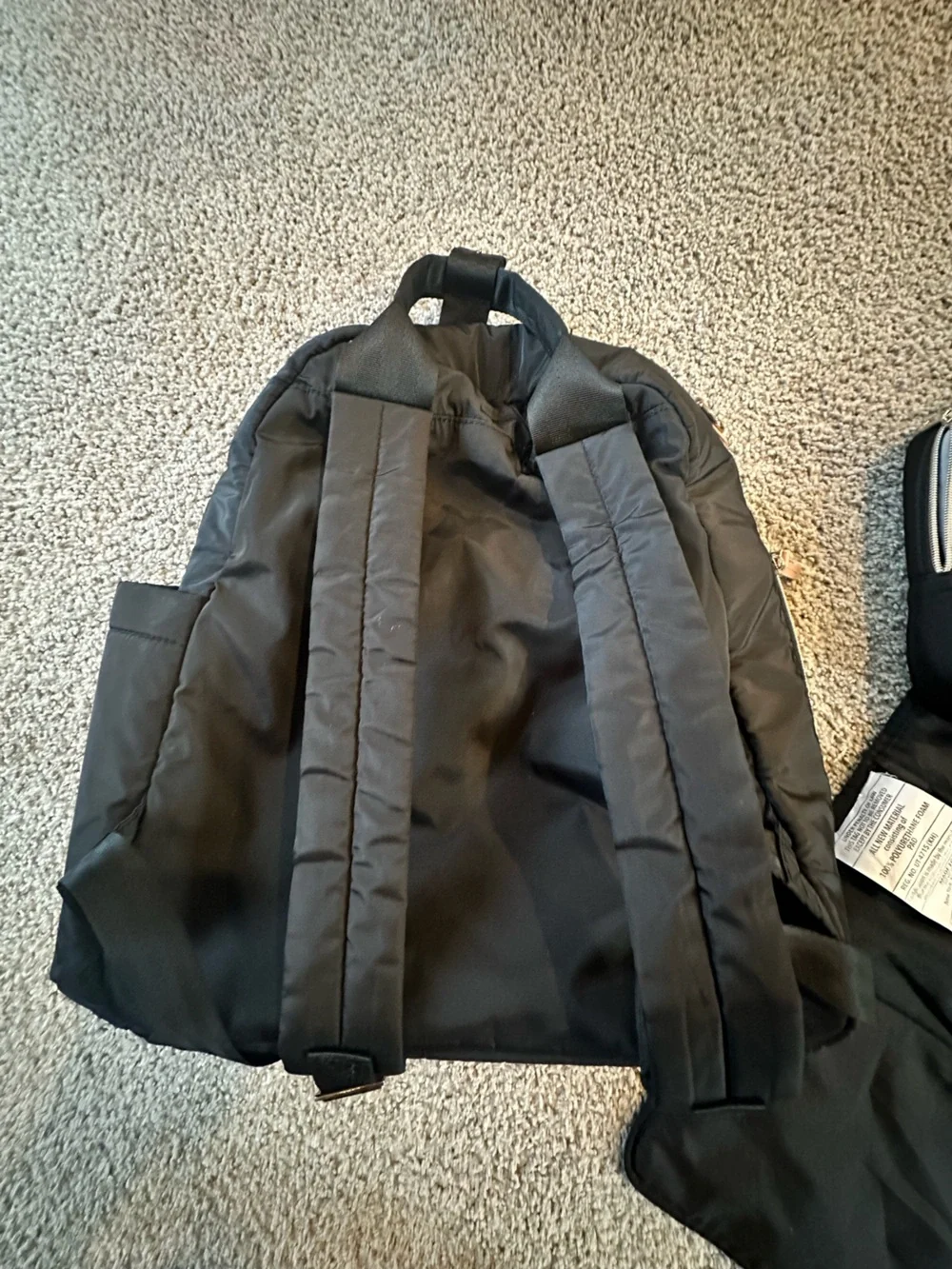 Skip Hop Black Quilted Diaper Backpack with Gold Accents